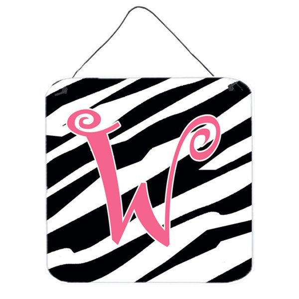 Micasa Letter W Initial Zebra Stripe And Pink Aluminium Metal Wall Or Door Hanging Prints MI10833